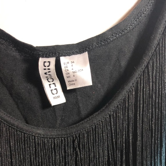 Detailed black crop top with tie dyed fringe! - Picture 3 of 3